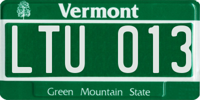 VT license plate LTU013
