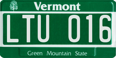VT license plate LTU016
