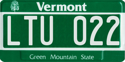 VT license plate LTU022