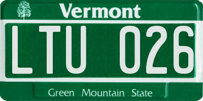 VT license plate LTU026