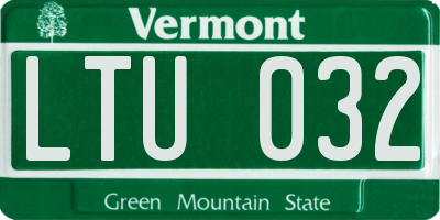 VT license plate LTU032