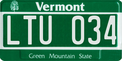 VT license plate LTU034