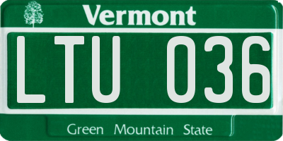 VT license plate LTU036