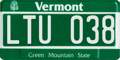 VT license plate LTU038