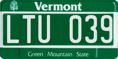 VT license plate LTU039