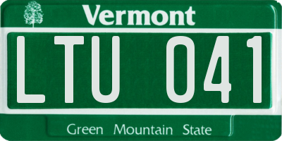 VT license plate LTU041