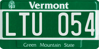 VT license plate LTU054