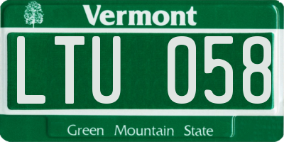 VT license plate LTU058