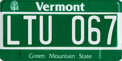 VT license plate LTU067