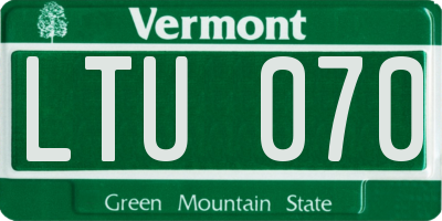 VT license plate LTU070