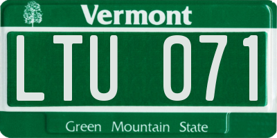 VT license plate LTU071