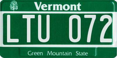 VT license plate LTU072
