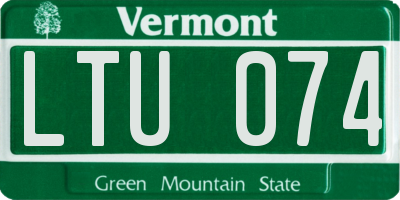 VT license plate LTU074