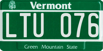 VT license plate LTU076