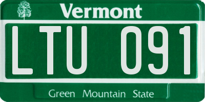 VT license plate LTU091