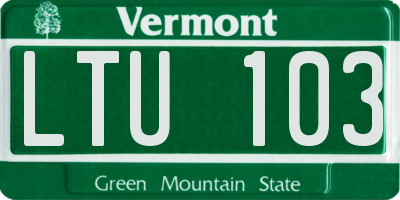 VT license plate LTU103