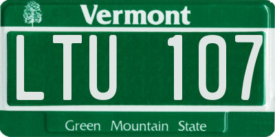 VT license plate LTU107