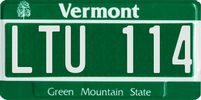 VT license plate LTU114