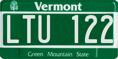 VT license plate LTU122