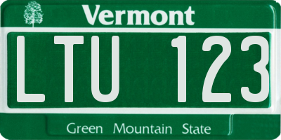 VT license plate LTU123