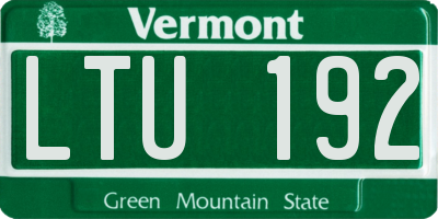 VT license plate LTU192