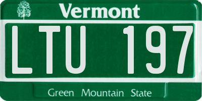 VT license plate LTU197