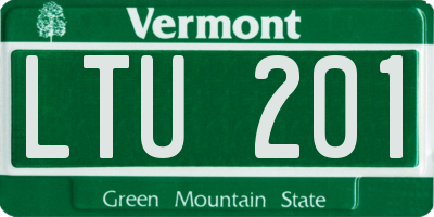 VT license plate LTU201
