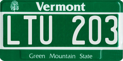 VT license plate LTU203