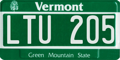VT license plate LTU205