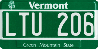 VT license plate LTU206