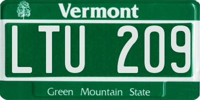 VT license plate LTU209