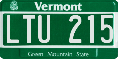 VT license plate LTU215