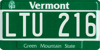 VT license plate LTU216