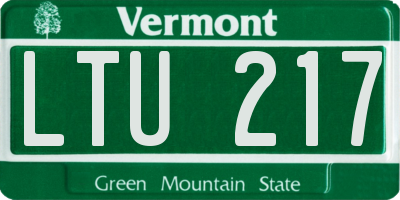 VT license plate LTU217