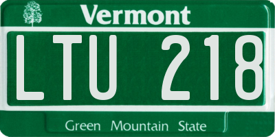 VT license plate LTU218