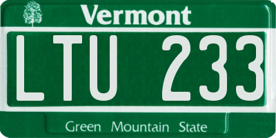 VT license plate LTU233