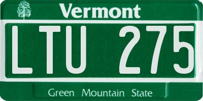 VT license plate LTU275
