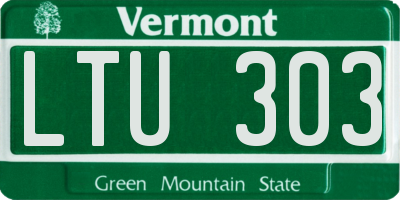 VT license plate LTU303