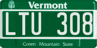 VT license plate LTU308