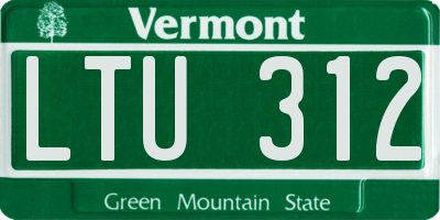 VT license plate LTU312