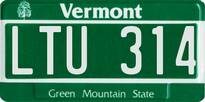 VT license plate LTU314