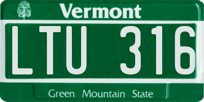 VT license plate LTU316