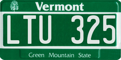 VT license plate LTU325