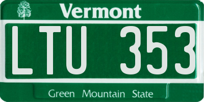 VT license plate LTU353
