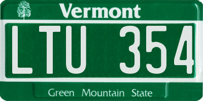VT license plate LTU354