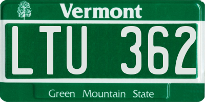 VT license plate LTU362