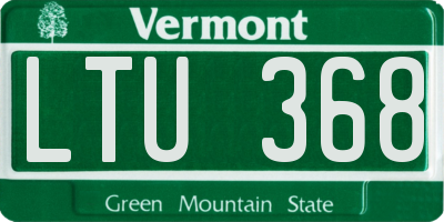 VT license plate LTU368