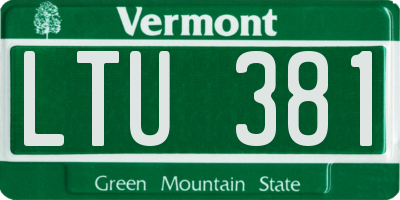VT license plate LTU381
