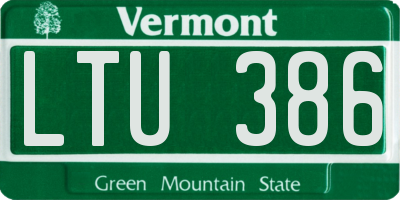 VT license plate LTU386