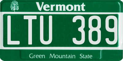 VT license plate LTU389